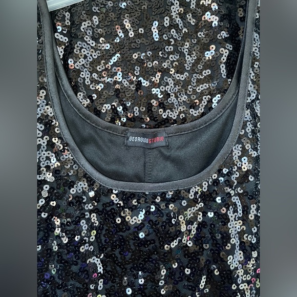 Black sequin party dress (sequin front & back), size M - Picture 3 of 6